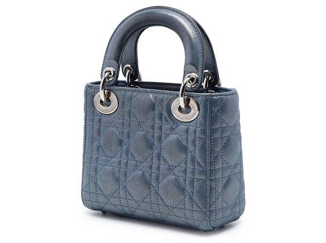 Lady Dior Cannage in agnello iridescente blu mini Blu navy - vista 2