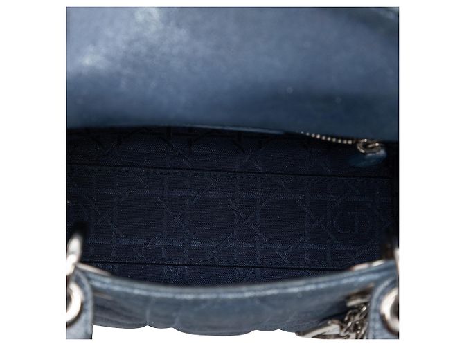 Lady Dior Cannage in agnello iridescente blu mini Blu navy - vista 4