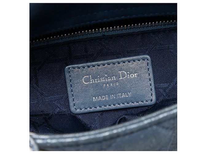 Lady Dior Cannage in agnello iridescente blu mini Blu navy - vista 5