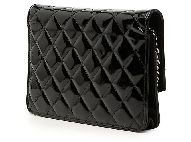 Chanel Black CC gesteppte Patent Brilliant Wallet On Chain Schwarz - Ansicht 2