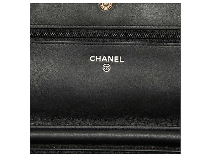 Chanel Black CC gesteppte Patent Brilliant Wallet On Chain Schwarz - Ansicht 5