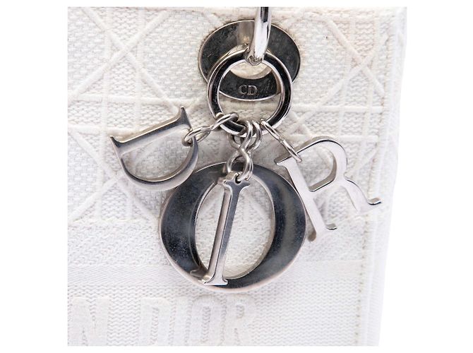 Dior Cannage Lady D Lite aus weißem Canvas, Größe Medium - Ansicht 5