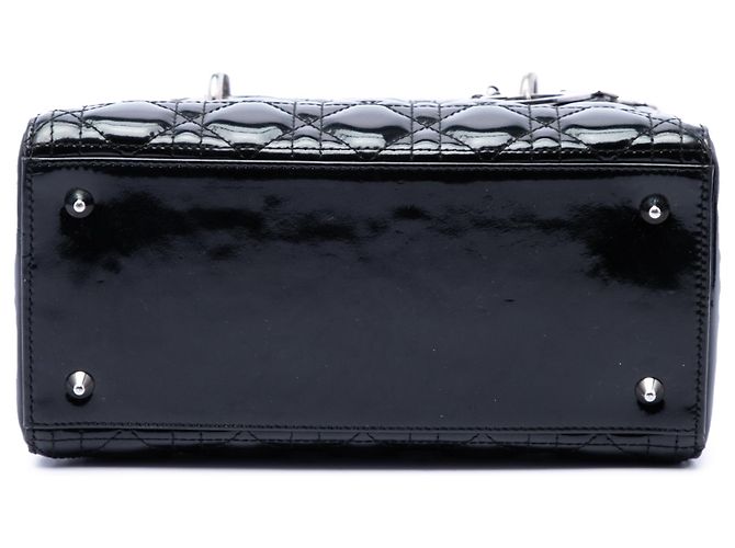 Dior Lady Dior Cannage nero vernice misura Medium - vista 3