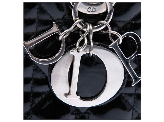 Dior Lady Dior Cannage nero vernice misura Medium - vista 5