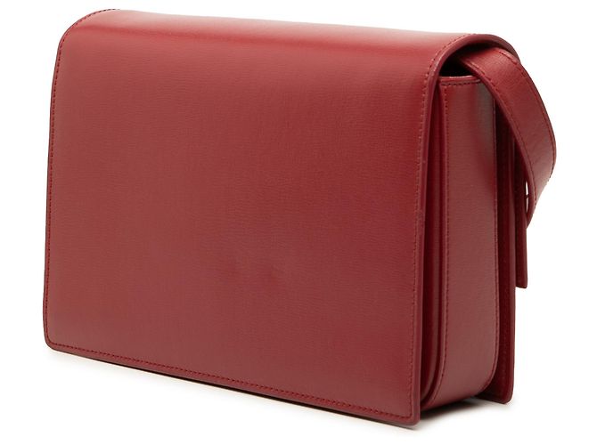 Borsa Bellechasse di Saint Laurent in pelle di vitello e scamosciato rosso, misura Medium Bordò - vista 2