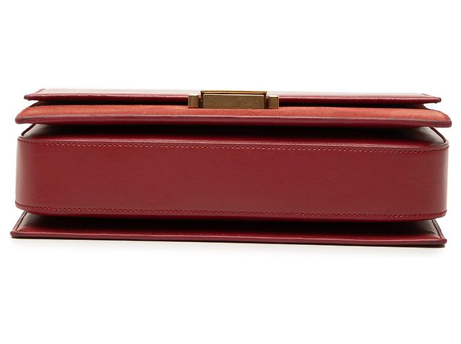Borsa Bellechasse di Saint Laurent in pelle di vitello e scamosciato rosso, misura Medium Bordò - vista 3