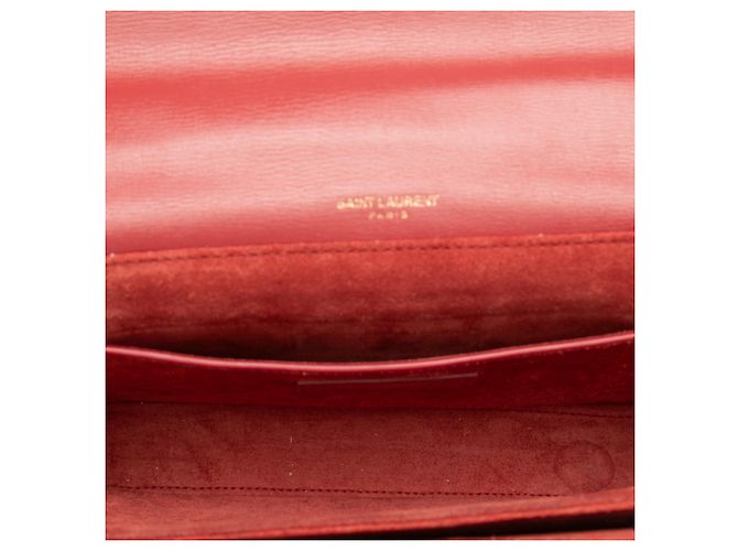 Borsa Bellechasse di Saint Laurent in pelle di vitello e scamosciato rosso, misura Medium Bordò - vista 4