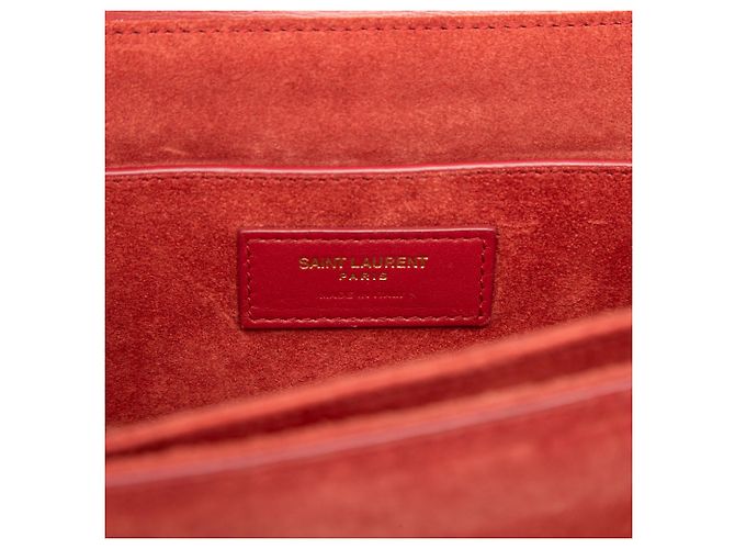Borsa Bellechasse di Saint Laurent in pelle di vitello e scamosciato rosso, misura Medium Bordò - vista 5