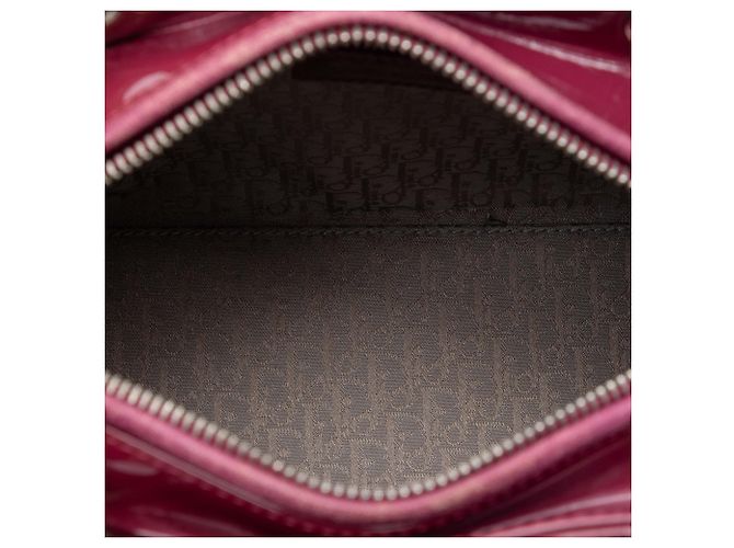 Lady Dior Cannage in vernice rosso, misura Medium Bordò - vista 4