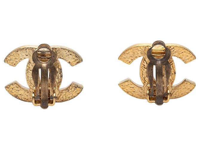 Orecchini Chanel Gold CC placcati oro e strass a clip D'oro - vista 2
