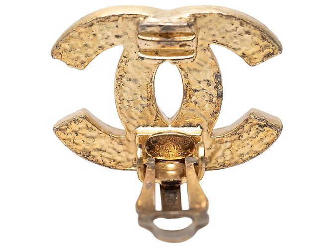 Orecchini Chanel Gold CC placcati oro e strass a clip D'oro - vista 3