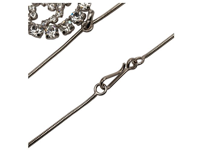 Collana con pendente Chanel Silver CC Brass Strass Argento - vista 4