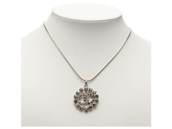 Collana con pendente Chanel Silver CC Brass Strass Argento - vista 5