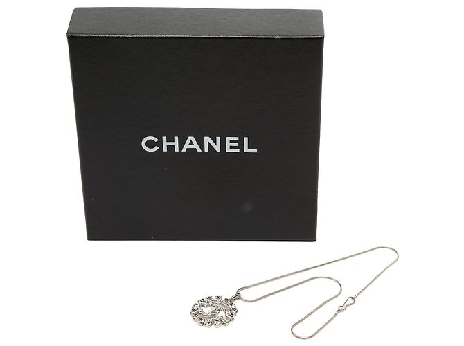 Collana con pendente Chanel Silver CC Brass Strass Argento - vista 6
