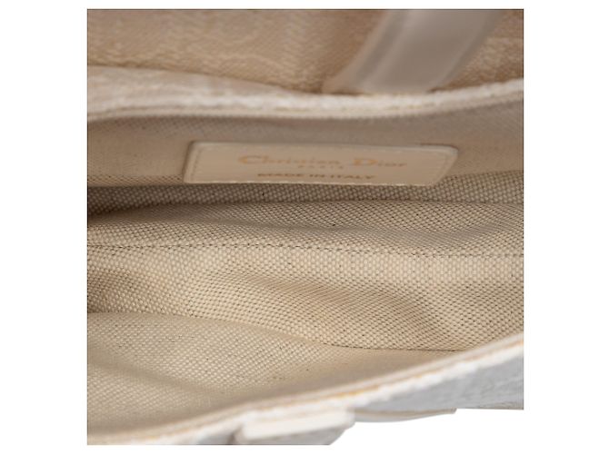 Bolsa Saddle em lona bordada Oblique mini branca da Dior Branco - vista 4