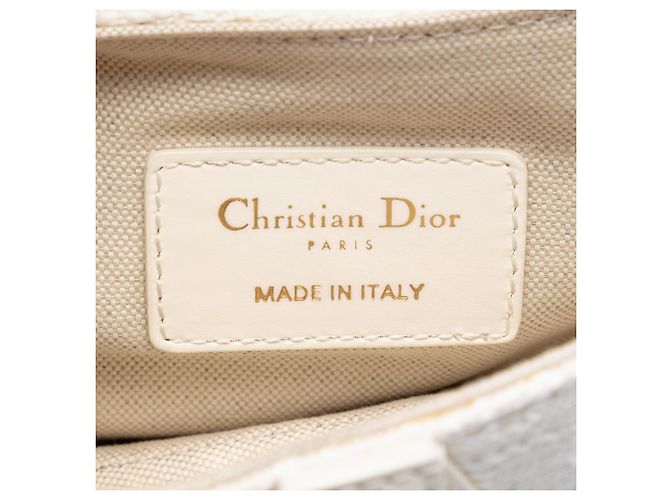 Bolsa Saddle em lona bordada Oblique mini branca da Dior Branco - vista 5