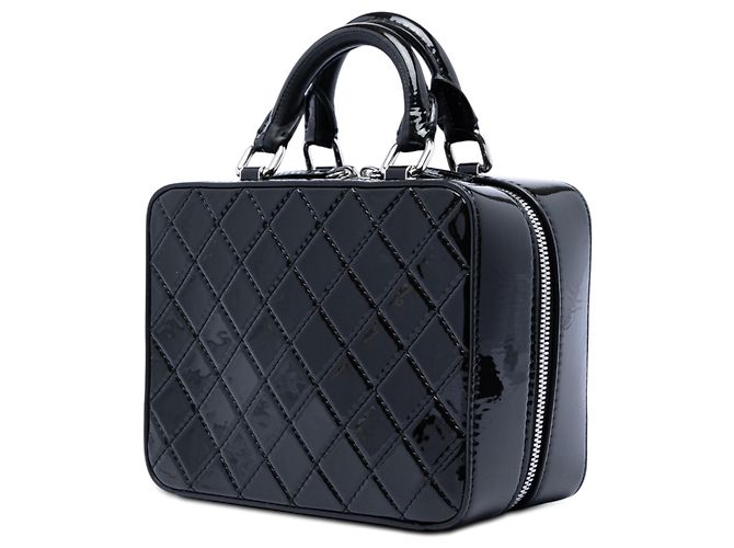 Beauty case da viaggio Chanel Black Small CC Quilted Patent Travel Kit Vanity Case Nero - vista 2