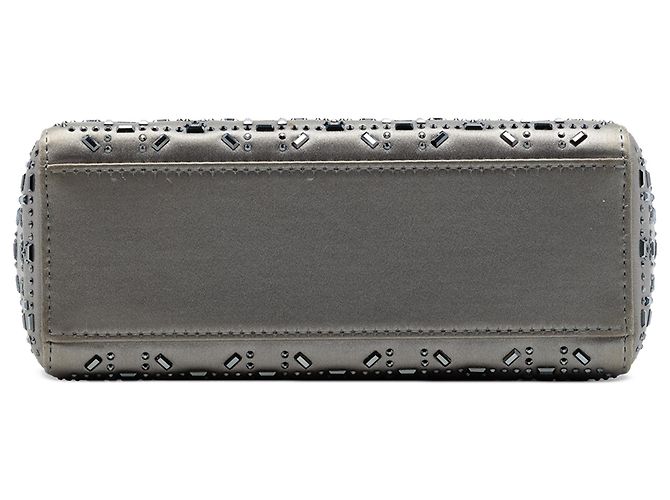 Lady Dior Dior Grigio Mini Satin Cannage con Cristalli Marrone - vista 3