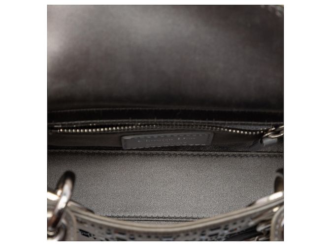 Lady Dior Dior Grigio Mini Satin Cannage con Cristalli Marrone - vista 4