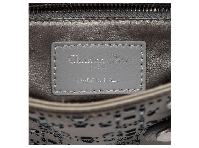 Lady Dior Dior Grigio Mini Satin Cannage con Cristalli Marrone - vista 5