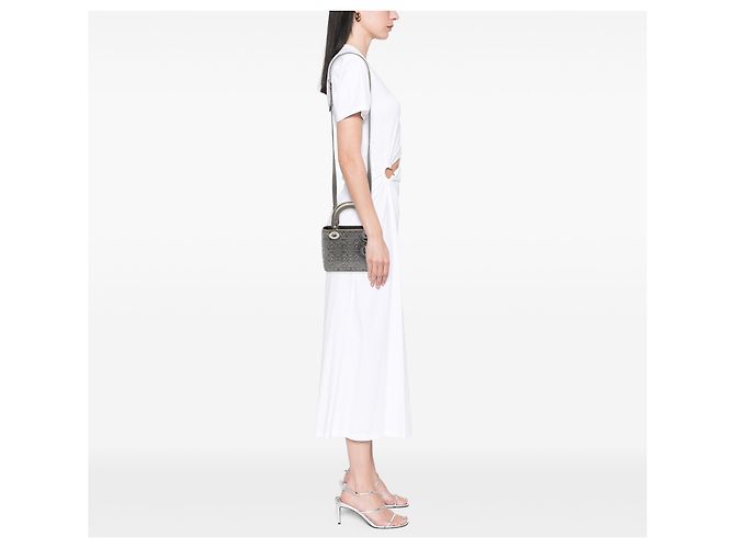 Lady Dior Dior Grigio Mini Satin Cannage con Cristalli Marrone - vista 6