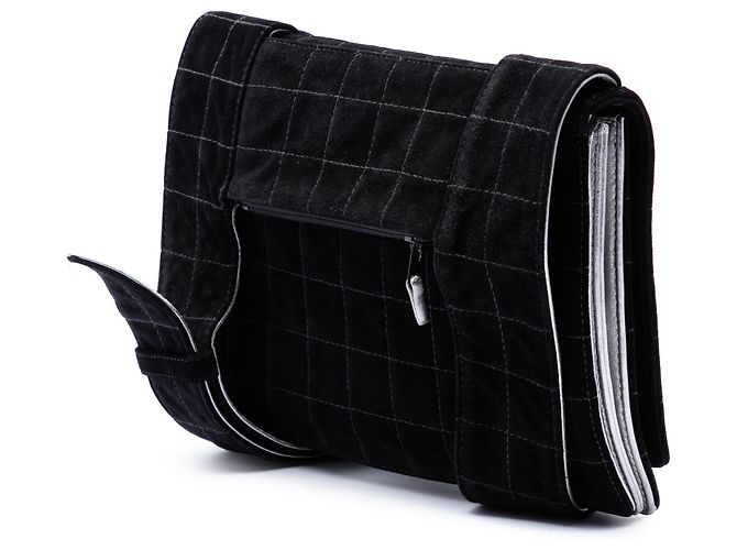 Chanel Black Chocolate Bar Suede Reissue 2.55 Single Flap Nero - vista 2