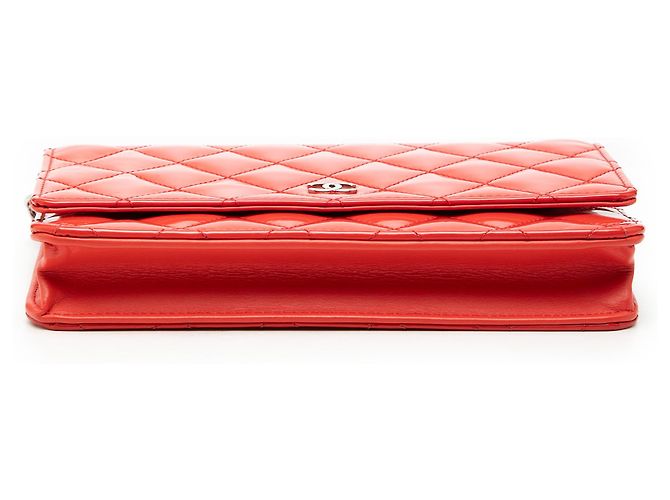 Chanel Orange CC Patent Wallet on Chain Rot - Ansicht 3
