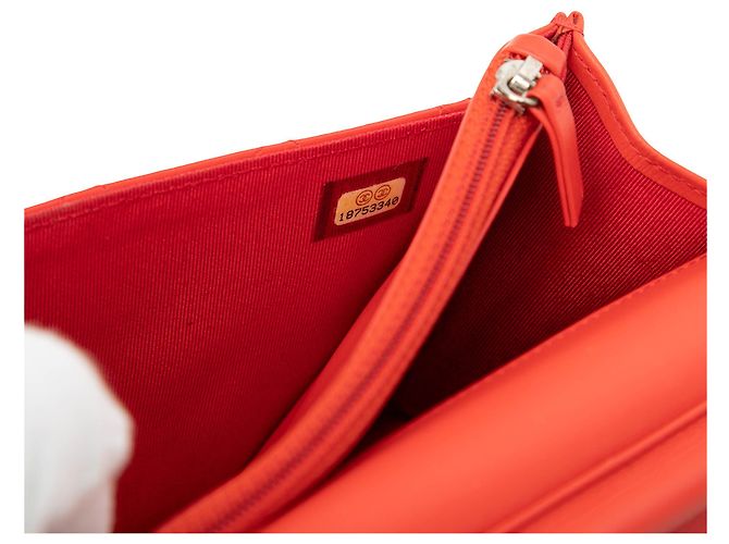 Chanel Orange CC Patent Wallet on Chain Rot - Ansicht 6