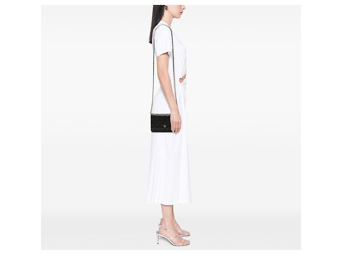 Chanel Schwarzes CC gestepptes Lammleder Wallet On Chain - Ansicht 6