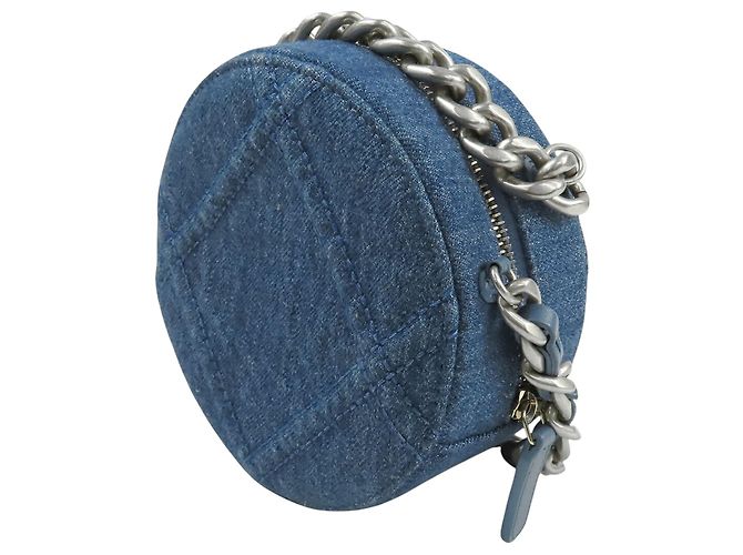 Clutch rotonda 19 in denim blu con catena Chanel - vista 2