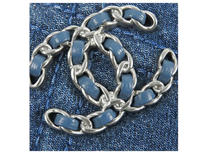 Clutch rotonda 19 in denim blu con catena Chanel - vista 8