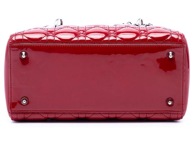 Lady Dior Cannage aus Lackleder Rot Größe Medium Bordeaux - Ansicht 3