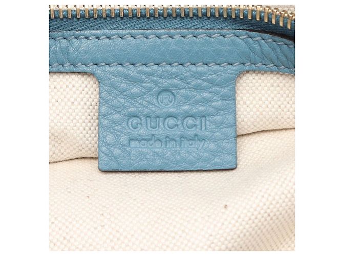 Borsa Gucci Blue Medium Calfskin Bamboo Shopper - vista 4