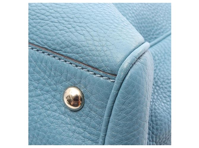 Borsa Gucci Blue Medium Calfskin Bamboo Shopper - vista 7