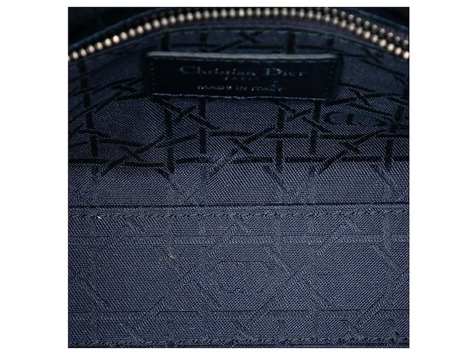 Lady Dior mini in agnello metallizzato blu con effetto cannage Blu navy - vista 4