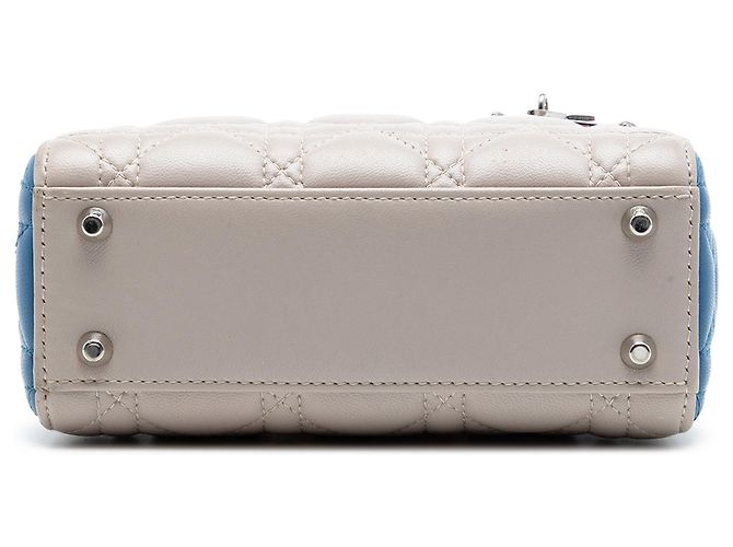 Dior Mini Lady Dior Cannage aus dreifarbigem braunem Lammleder Beige - Ansicht 3