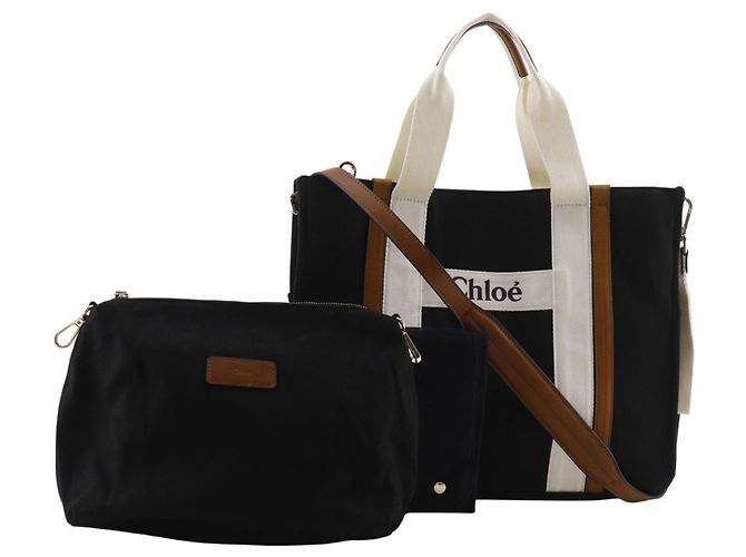 Borsa cambio Chloé in tela nera Nero - vista 32
