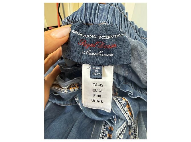Ermanno Scervino Short Royal Denim Beachwear Blanco Azul Naranja - vista 3