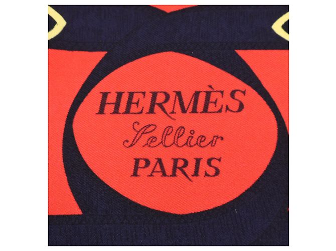 Hermès Pañuelo de seda Hermes Eperon d'Or Roja Azul marino - vista 3