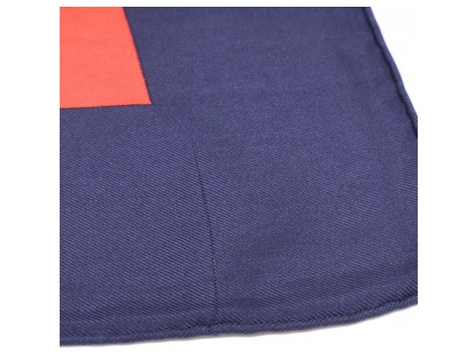 Hermès Pañuelo de seda Hermes Eperon d'Or Roja Azul marino - vista 5