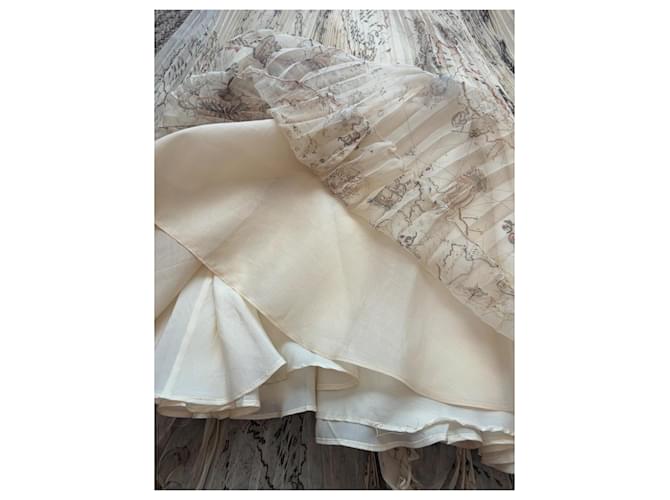 Falda midi plisada de seda Alexander McQueen con estampado de mapa mundial Castaño Multicolor Beige - vista 3