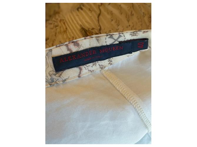 Falda midi plisada de seda Alexander McQueen con estampado de mapa mundial Castaño Multicolor Beige - vista 7