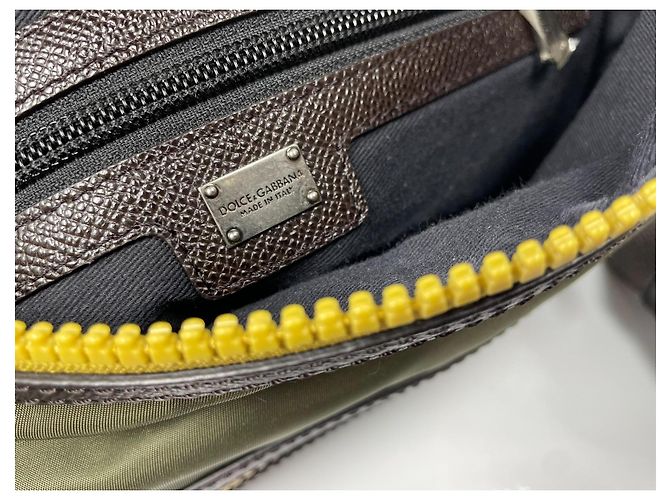 Dolce & Gabbana Borsa a Tracolla in Tela Marrone Verde Giallo - vista 13