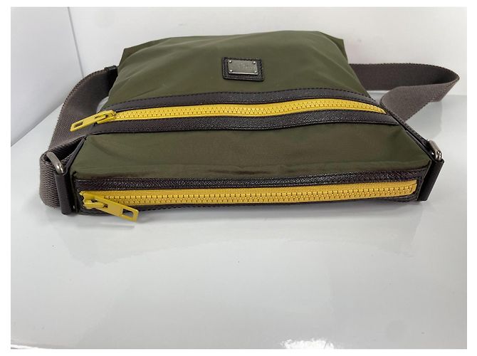 Dolce & Gabbana Borsa a Tracolla in Tela Marrone Verde Giallo - vista 7