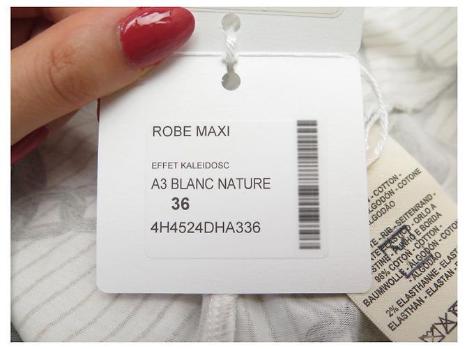 Hermès NUEVO VESTIDO MAXI HERMES EFECTO KALEIDOSCOPE 36 JERSEY DE ALGODÓN BLANCO NATURAL - vista 11