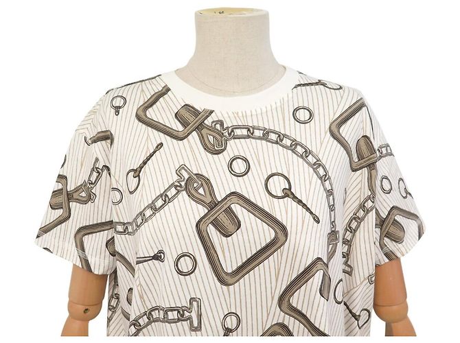 Hermès NUEVO VESTIDO MAXI HERMES EFECTO KALEIDOSCOPE 36 JERSEY DE ALGODÓN BLANCO NATURAL - vista 2