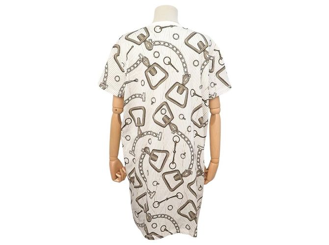 Hermès NUEVO VESTIDO MAXI HERMES EFECTO KALEIDOSCOPE 36 JERSEY DE ALGODÓN BLANCO NATURAL - vista 3