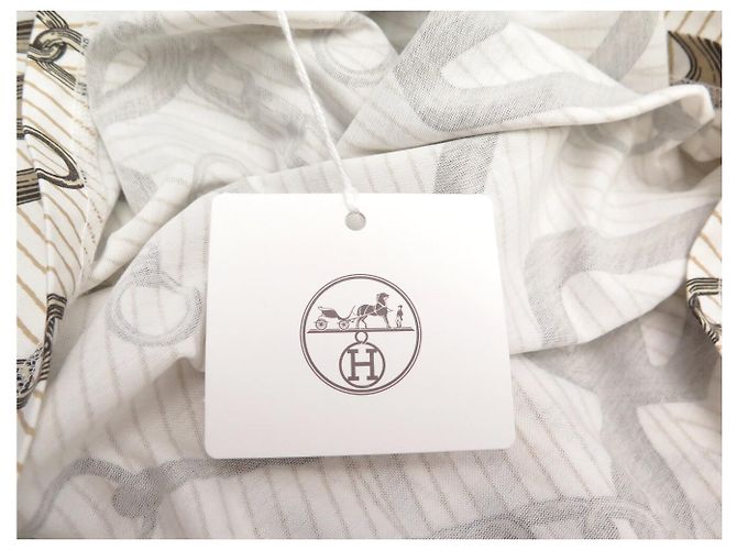 Hermès NUEVO VESTIDO MAXI HERMES EFECTO KALEIDOSCOPE 36 JERSEY DE ALGODÓN BLANCO NATURAL - vista 8