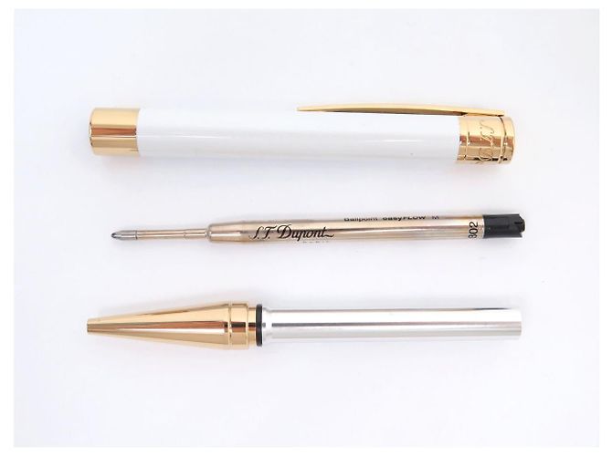 St Dupont NUOVA PENNA A BISSO S.T. DUPONT INITIAL LACCA BIANCA MADREPERLA ORO Bianco - vista 8