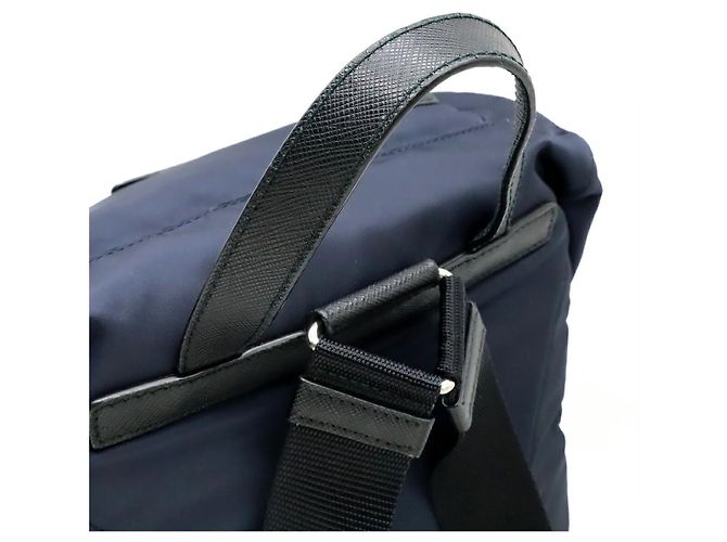 Zaino in nylon e pelle Prada Blu - vista 4
